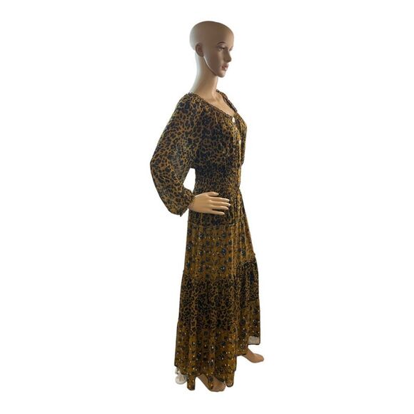 Women’s Leopard Floral Maxi Dress w/Elastic waist. Size M - Picture 3 of 13